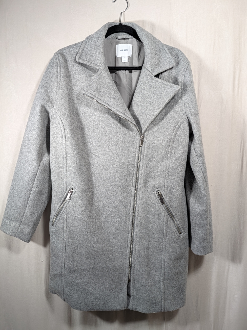 Old Navy Wool Blend Zip-Front Coat in Gray Size Large